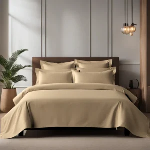 Elegant Sand Beige Solid Cotton Duvet Cover Set - Minimalist Soft Comfort Bedding